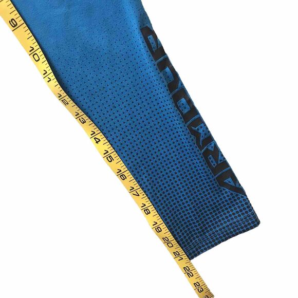 YXL Under Armour Cold Gear Fitted Shirt Mock Turtleneck Aqua Blue Black 1259678 - Picture 9 of 9